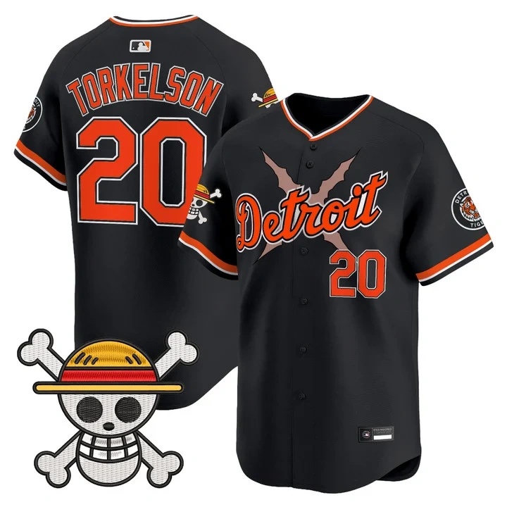 Men's Detroit Tigers x One Piece Vapor Premier Limited Jersey BLACK#20 SPENCER TORKELSON