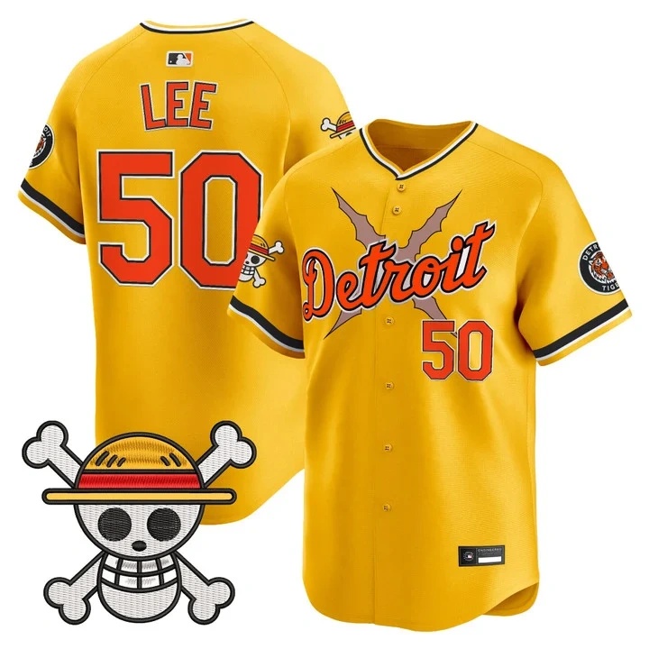 Men's Detroit Tigers x One Piece Vapor Premier Limited Jersey GOLD#50 HAO-YU LEE