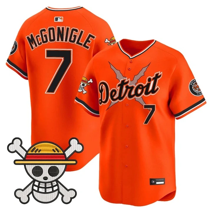 Men's Detroit Tigers x One Piece Vapor Premier Limited Jersey ORANGE#7 KEVIN MCGONIGLE