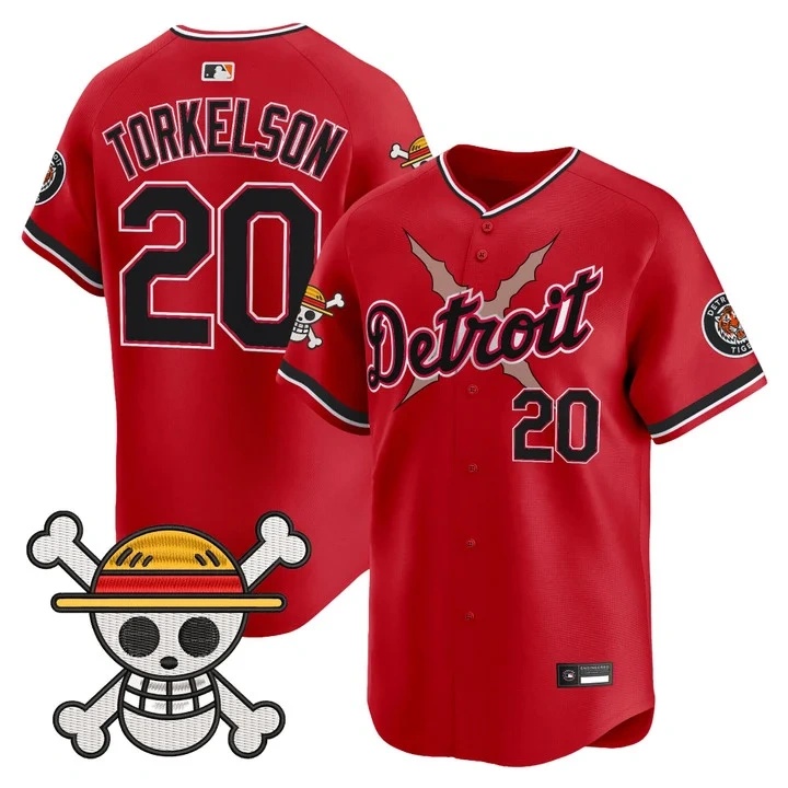 Men's Detroit Tigers x One Piece Vapor Premier Limited Jersey RED#20 SPENCER TORKELSON