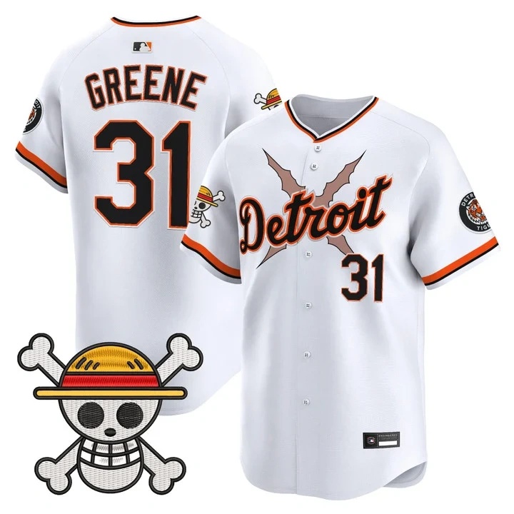 Men's Detroit Tigers x One Piece Vapor Premier Limited Jersey WHITE#31 RILEY GREENE