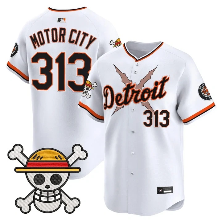 Men's Detroit Tigers x One Piece Vapor Premier Limited Jersey WHITE#313 MOTOR CITY