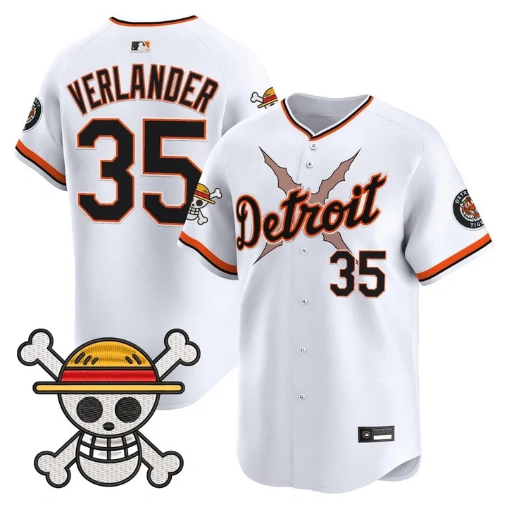 Men's Detroit Tigers x One Piece Vapor Premier Limited Jersey WHITE#35 JUSTIN VERLANDER