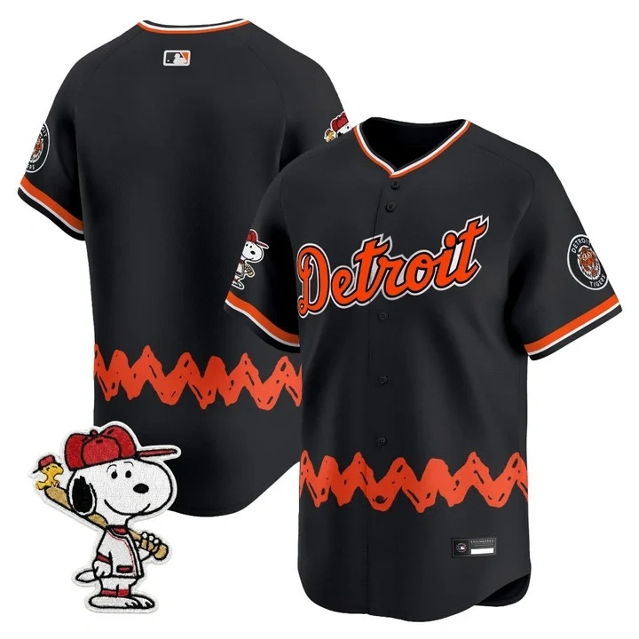 Men's Detroit Tigers x Peanuts Vapor Premier Limited Jersey BLACK BLANK