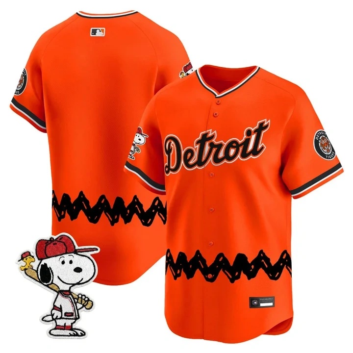 Men's Detroit Tigers x Peanuts Vapor Premier Limited Jersey ORANGE BLANK