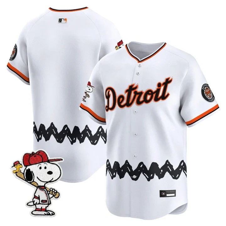 Men's Detroit Tigers x Peanuts Vapor Premier Limited Jersey WHITE BLANK