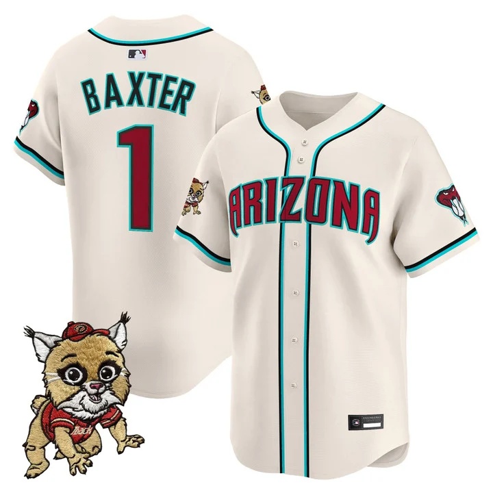 Men's Diamondbacks Baxter The Bobcat Patch Vapor Premier Limited Jersey #1 BAXTER