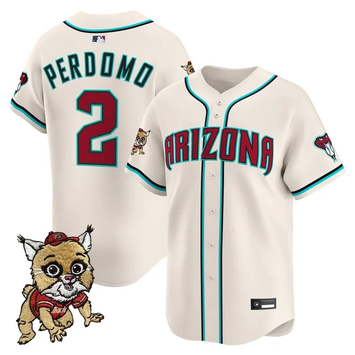 Men's Diamondbacks Baxter The Bobcat Patch Vapor Premier Limited Jersey #2 GERALDO PERDOMO