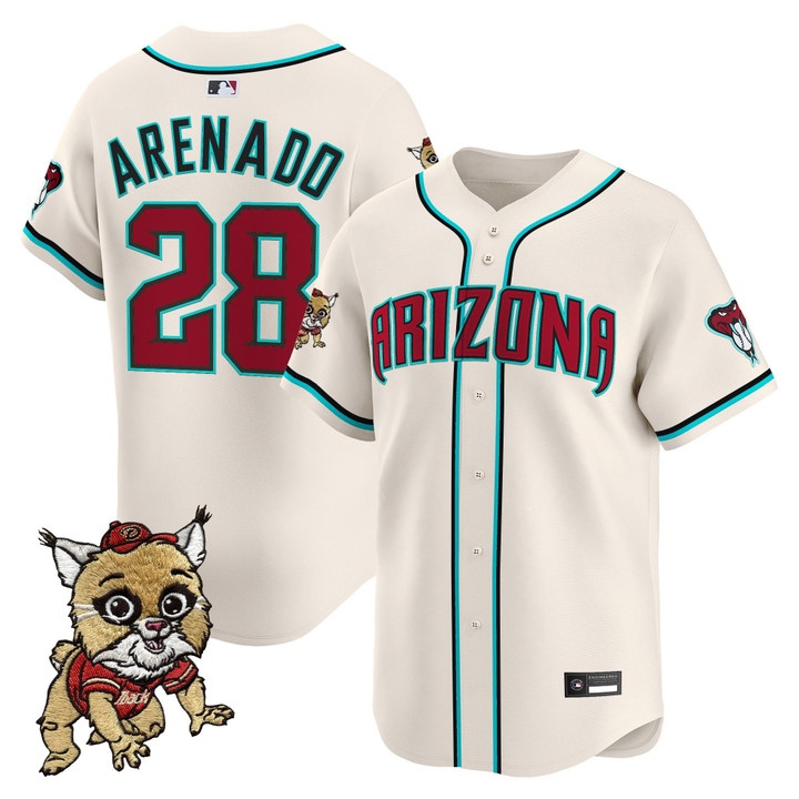 Men's Diamondbacks Baxter The Bobcat Patch Vapor Premier Limited Jersey #28 NOLAN ARENADO