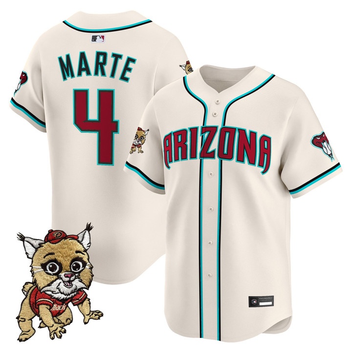 Men's Diamondbacks Baxter The Bobcat Patch Vapor Premier Limited Jersey #4 KETEL MARTE