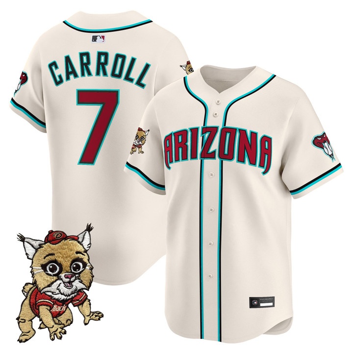 Men's Diamondbacks Baxter The Bobcat Patch Vapor Premier Limited Jersey #7 CORBIN CARROLL