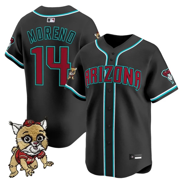 Men's Diamondbacks Baxter The Bobcat Patch Vapor Premier Limited Jersey BLACK #14 GABRIEL MORENO