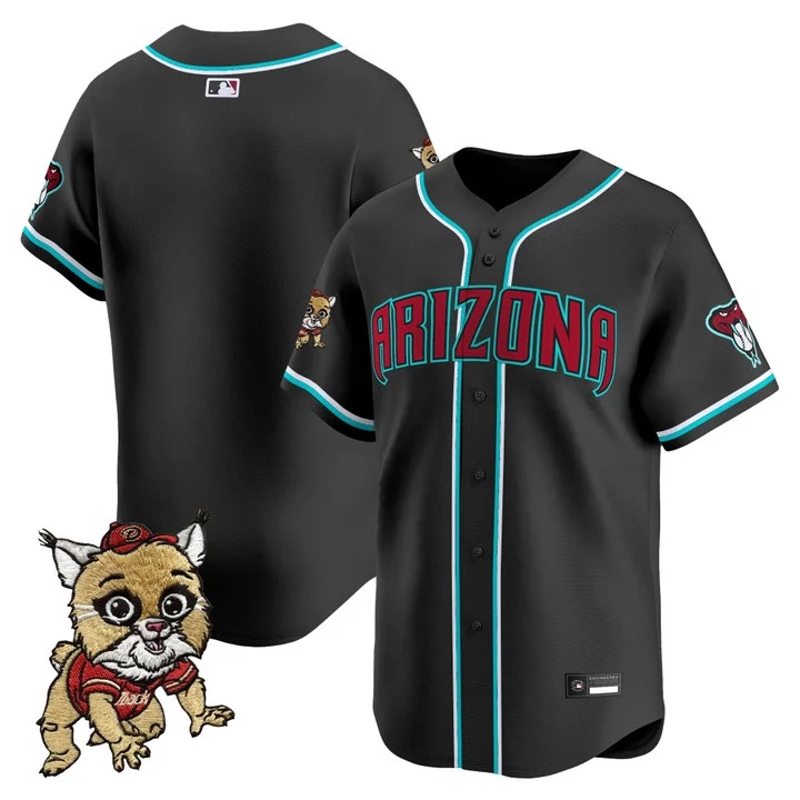 Men's Diamondbacks Baxter The Bobcat Patch Vapor Premier Limited Jersey BLACK BLANK