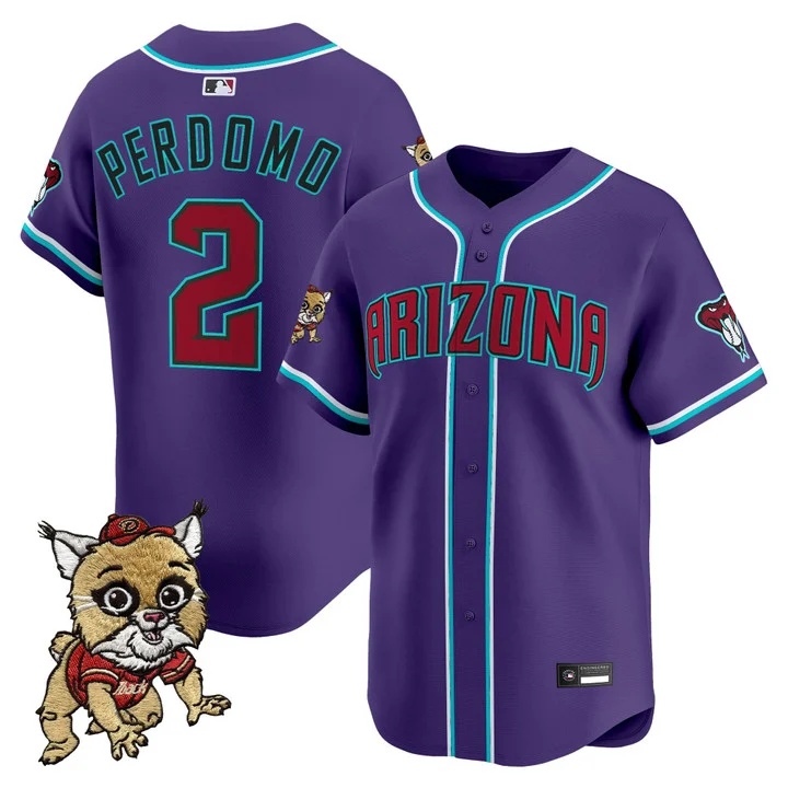 Men's Diamondbacks Baxter The Bobcat Patch Vapor Premier Limited Jersey PURPLE #2 GERALDO PERDOMO