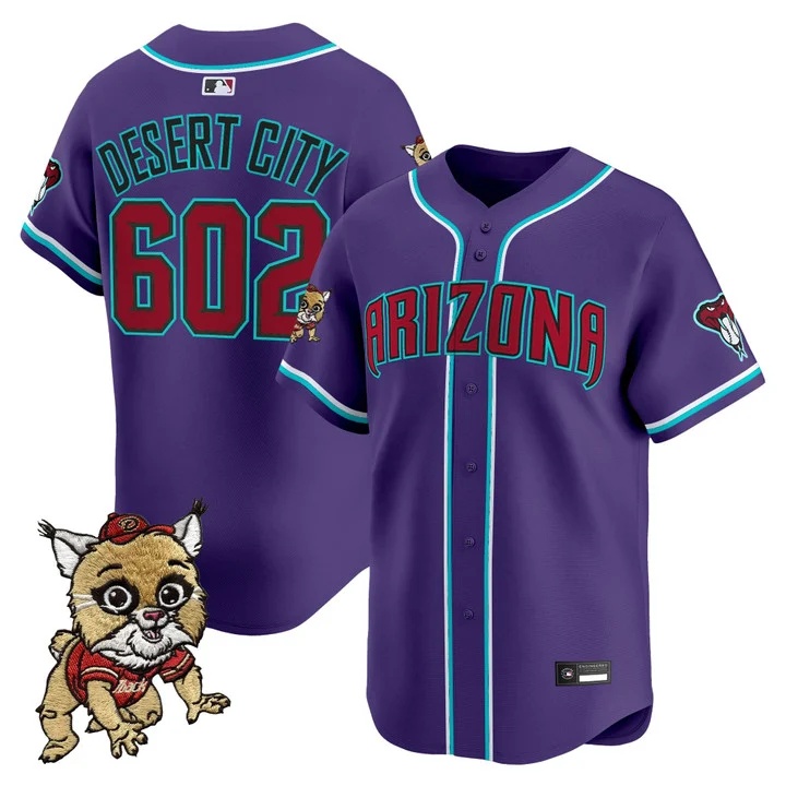 Men's Diamondbacks Baxter The Bobcat Patch Vapor Premier Limited Jersey PURPLE #602 DESERT CITY