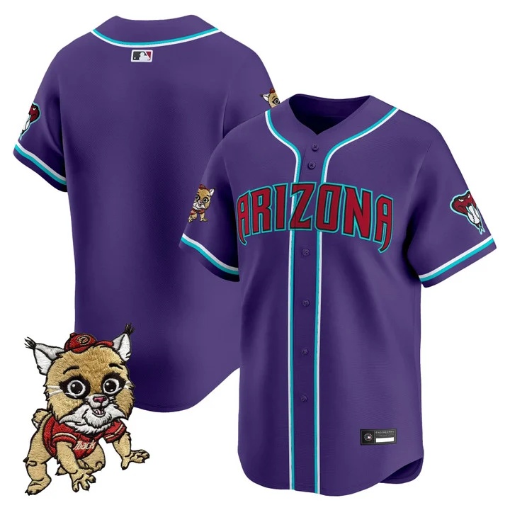 Men's Diamondbacks Baxter The Bobcat Patch Vapor Premier Limited Jersey PURPLE BLANK