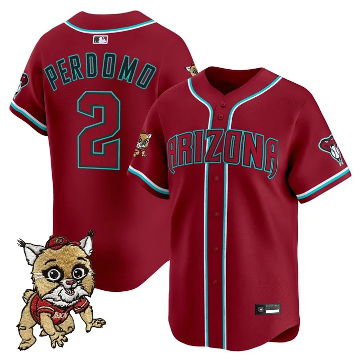 Men's Diamondbacks Baxter The Bobcat Patch Vapor Premier Limited Jersey RED #2 GERALDO PERDOMO