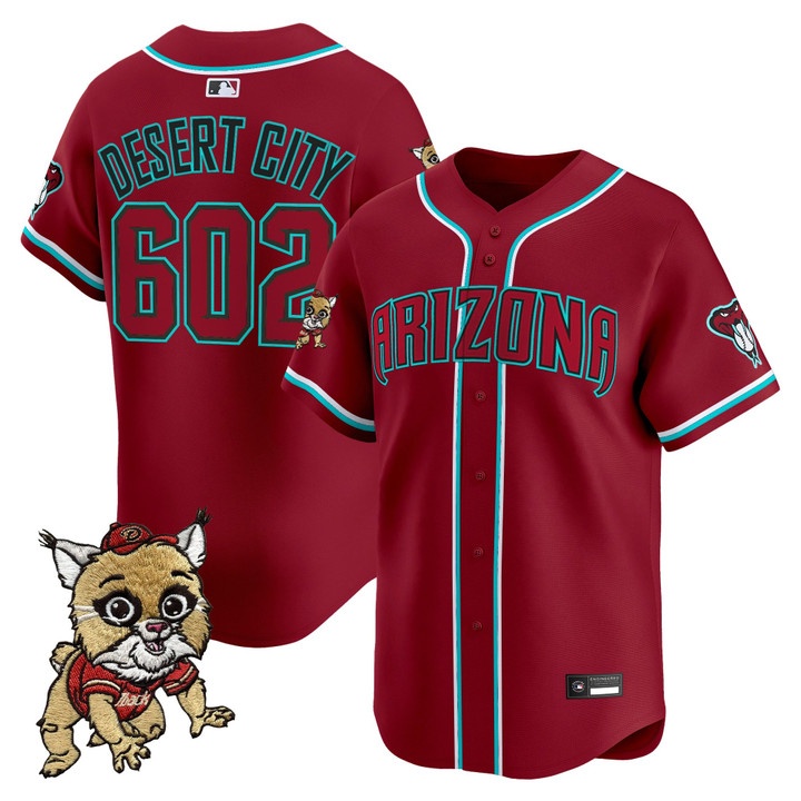 Men's Diamondbacks Baxter The Bobcat Patch Vapor Premier Limited Jersey RED #602 DESERT CITY