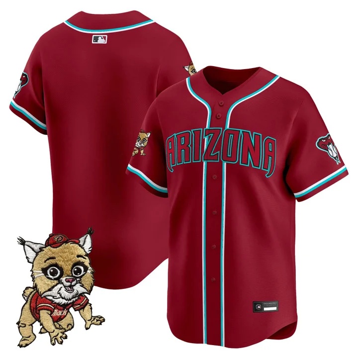Men's Diamondbacks Baxter The Bobcat Patch Vapor Premier Limited Jersey RED BLANK