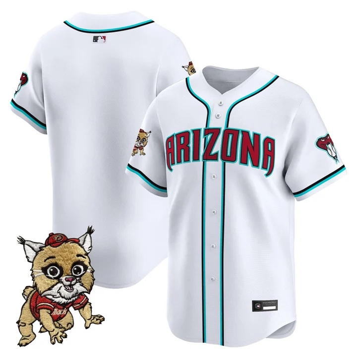 Men's Diamondbacks Baxter The Bobcat Patch Vapor Premier Limited Jersey WHITE BLANK