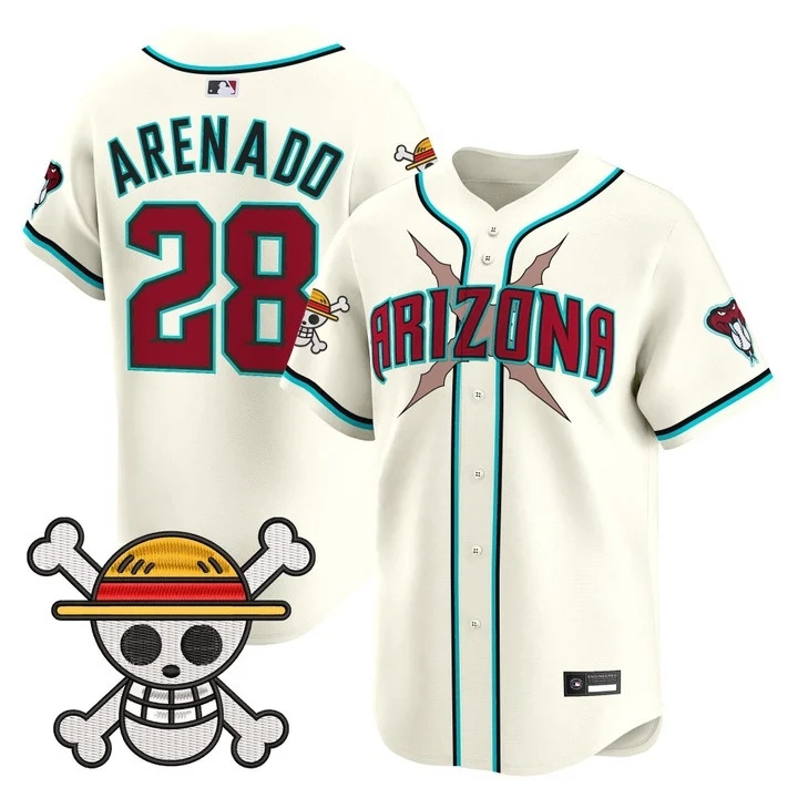 Men's Diamondbacks x One Piece Vapor Premier Limited Jersey cream  #28 Nolan Arenado