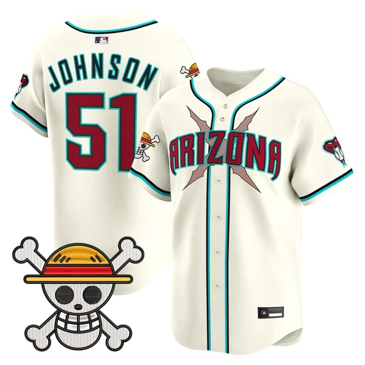 Men's Diamondbacks x One Piece Vapor Premier Limited Jersey cream #51 Randy Johnson