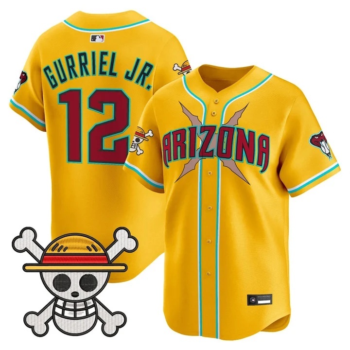 Men's Diamondbacks x One Piece Vapor Premier Limited Jersey gold #12 Lourdes Gurriel Jr.