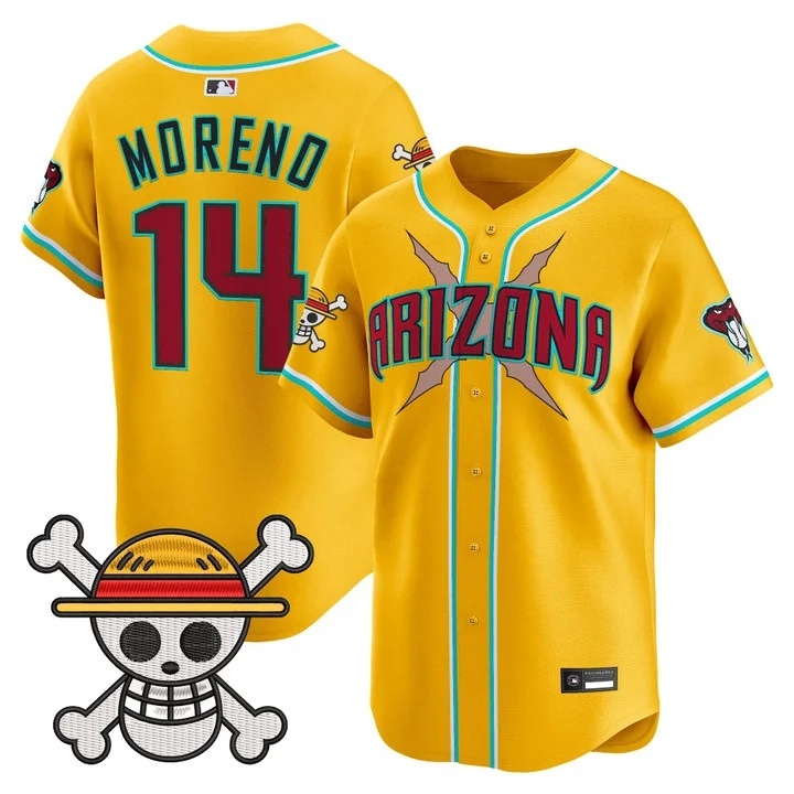 Men's Diamondbacks x One Piece Vapor Premier Limited Jersey gold #14 Gabriel Moreno