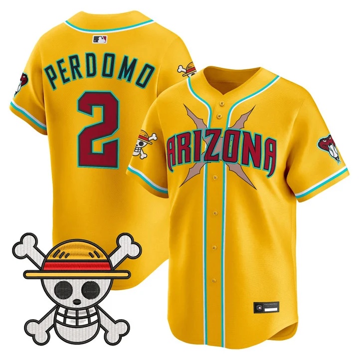 Men's Diamondbacks x One Piece Vapor Premier Limited Jersey gold #2 Geraldo Perdomo