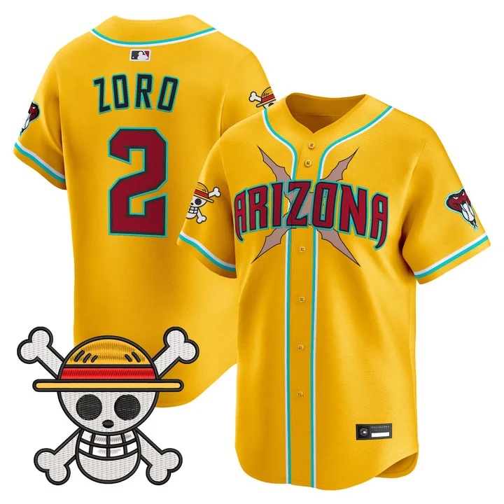 Men's Diamondbacks x One Piece Vapor Premier Limited Jersey gold #2 Zoro