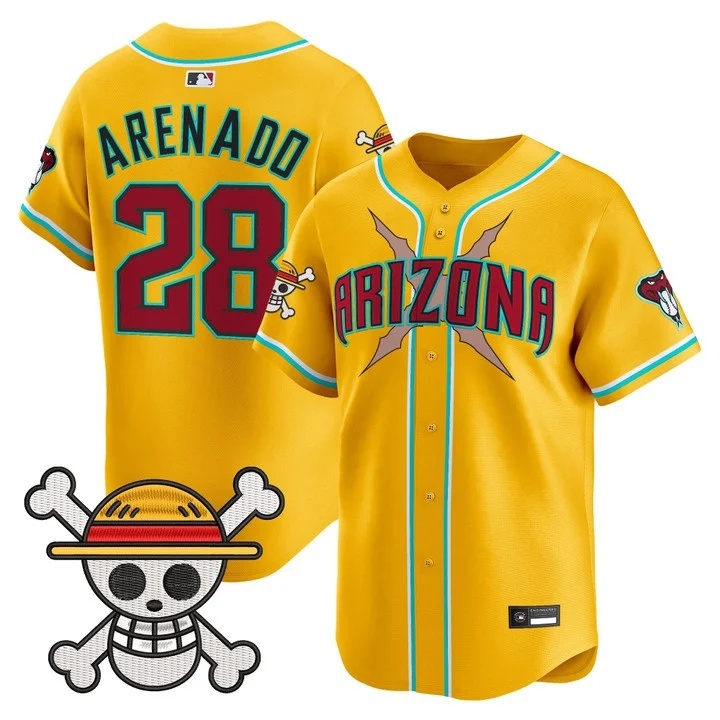 Men's Diamondbacks x One Piece Vapor Premier Limited Jersey gold #28 Nolan Arenado