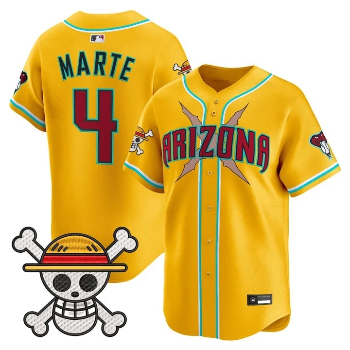Men's Diamondbacks x One Piece Vapor Premier Limited Jersey gold #4 Ketel Marte