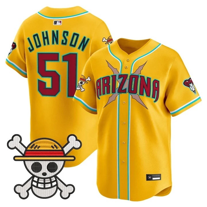 Men's Diamondbacks x One Piece Vapor Premier Limited Jersey gold #51 Randy Johnson