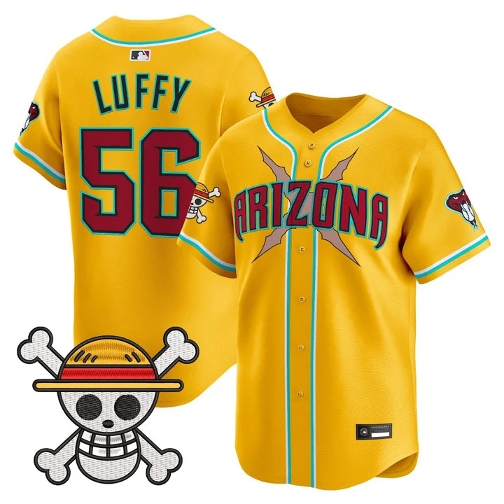 Men's Diamondbacks x One Piece Vapor Premier Limited Jersey gold #56 Luffy