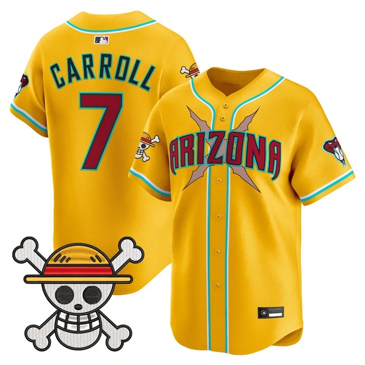 Men's Diamondbacks x One Piece Vapor Premier Limited Jersey gold #7 Corbin Carroll