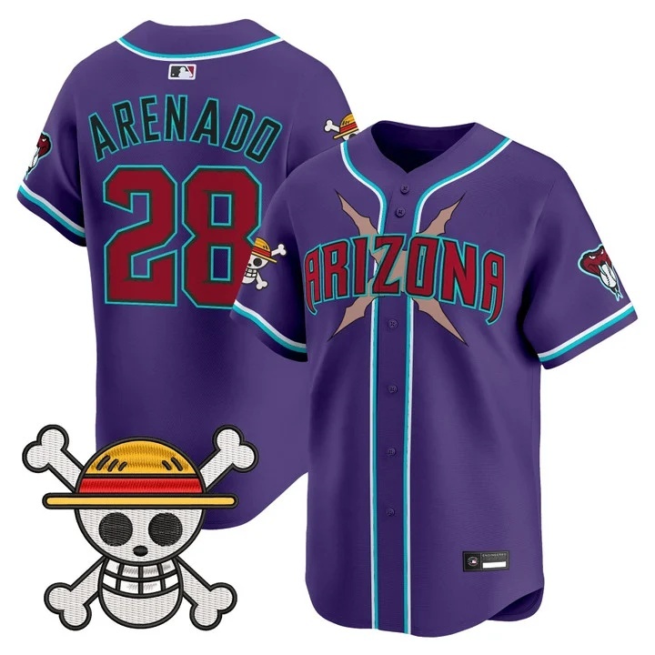 Men's Diamondbacks x One Piece Vapor Premier Limited Jersey purple #28 Nolan Arenado