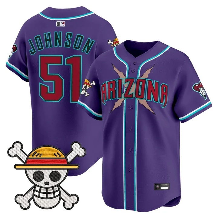 Men's Diamondbacks x One Piece Vapor Premier Limited Jersey purple #51 Randy Johnson