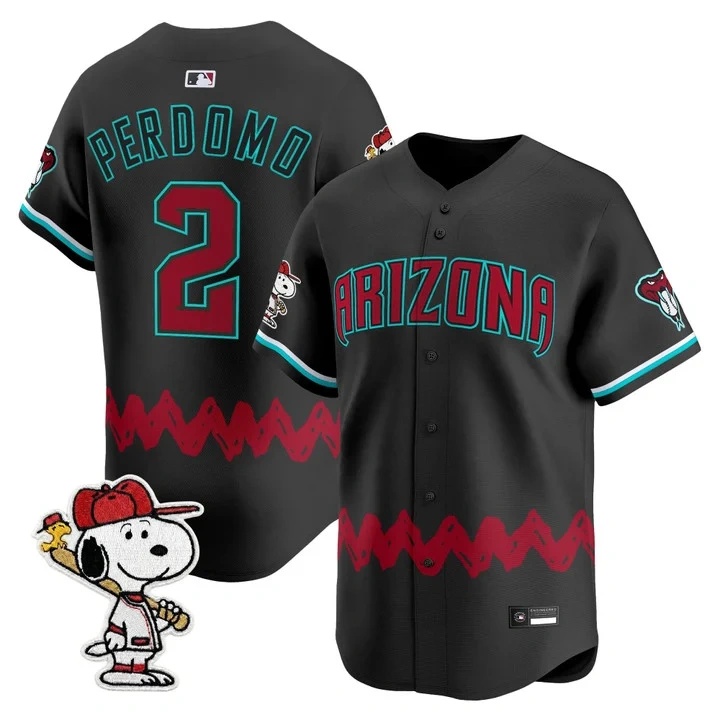Men's Diamondbacks x Peanuts Vapor Premier Limited Jersey BLACK#2 GERALDO PERDOMO