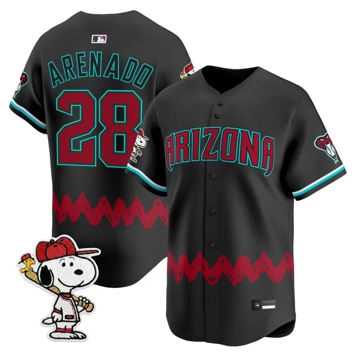 Men's Diamondbacks x Peanuts Vapor Premier Limited Jersey BLACK#28 NOLAN ARENADO
