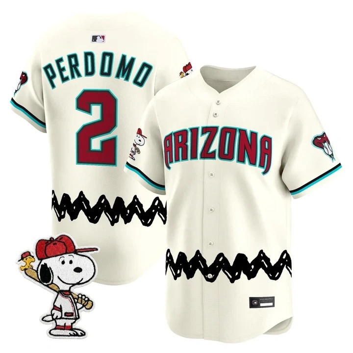Men's Diamondbacks x Peanuts Vapor Premier Limited Jersey CREAM#2 GERALDO PERDOMO