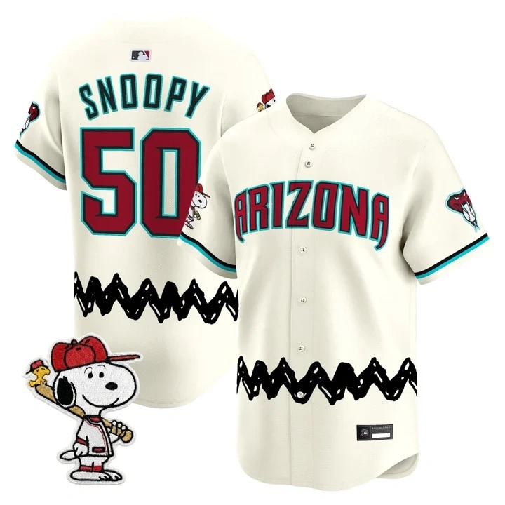 Men's Diamondbacks x Peanuts Vapor Premier Limited Jersey CREAM#50 SNOOPY