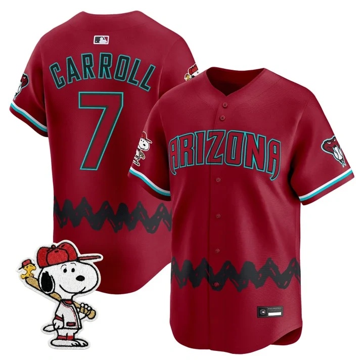 Men's Diamondbacks x Peanuts Vapor Premier Limited Jersey RED#7 CORBIN CARROLL