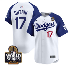 Men's Dodgers 2024 World Series Vapor Premier Limited Jersey V2 - All Stitched  ALTERNATE WHITE