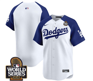 Men's Dodgers 2024 World Series Vapor Premier Limited Jersey V2 - All Stitched  ALTERNATE WHITE 1 Blank