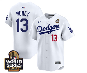 Men's Dodgers 2024 World Series Vapor Premier Limited Jersey V2 - All Stitched  WHITE 13 MAX MUNCY