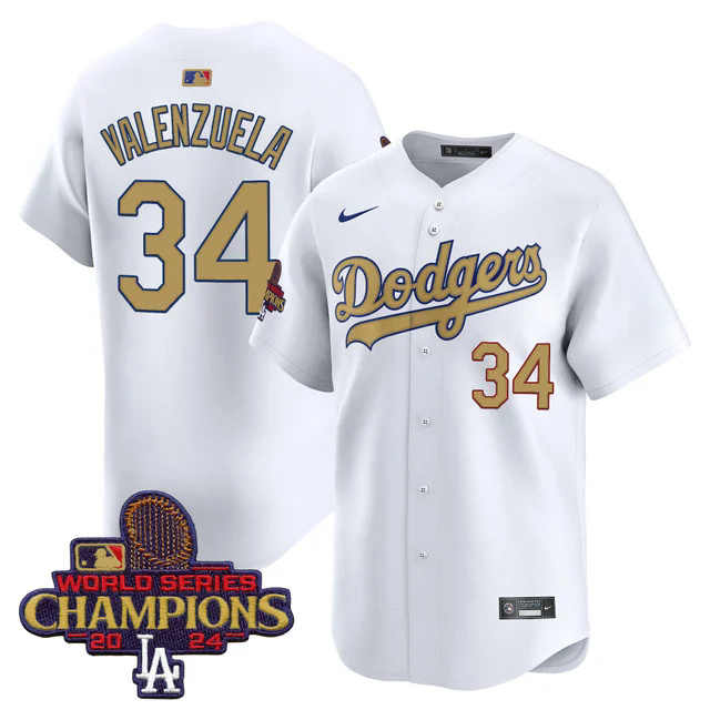 Men's Dodgers 2025 Gold Vapor Premier Limited Jersey #34 VALENZUELA.webp
