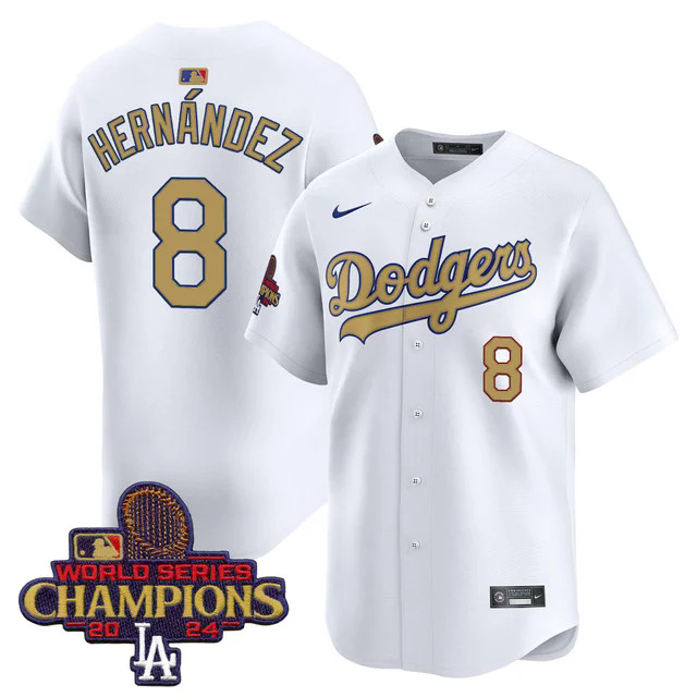Men's Dodgers 2025 Gold Vapor Premier Limited Jersey #8 KIKE HERNANDEZ.webp