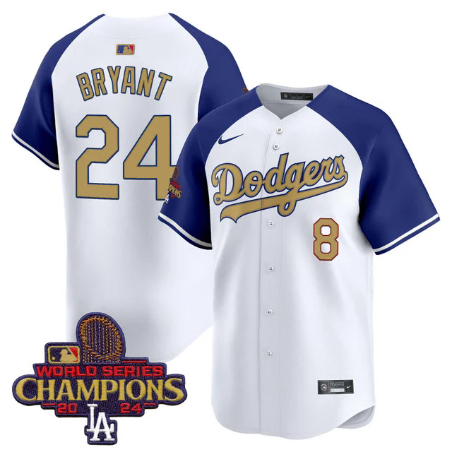Men's Dodgers 2025 Gold Vapor Premier Limited Jersey WHITE #24 KOBE BRYANT.webp