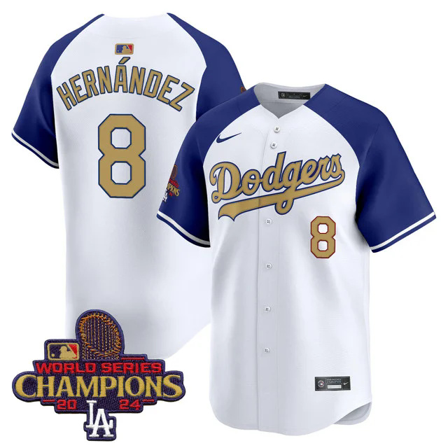 Men's Dodgers 2025 Gold Vapor Premier Limited Jersey WHITE #8 KIKE HERNANDEZ.webp