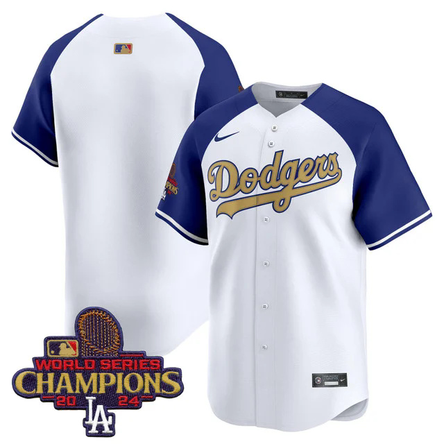 Men's Dodgers 2025 Gold Vapor Premier Limited Jersey WHITE BLANK.webp